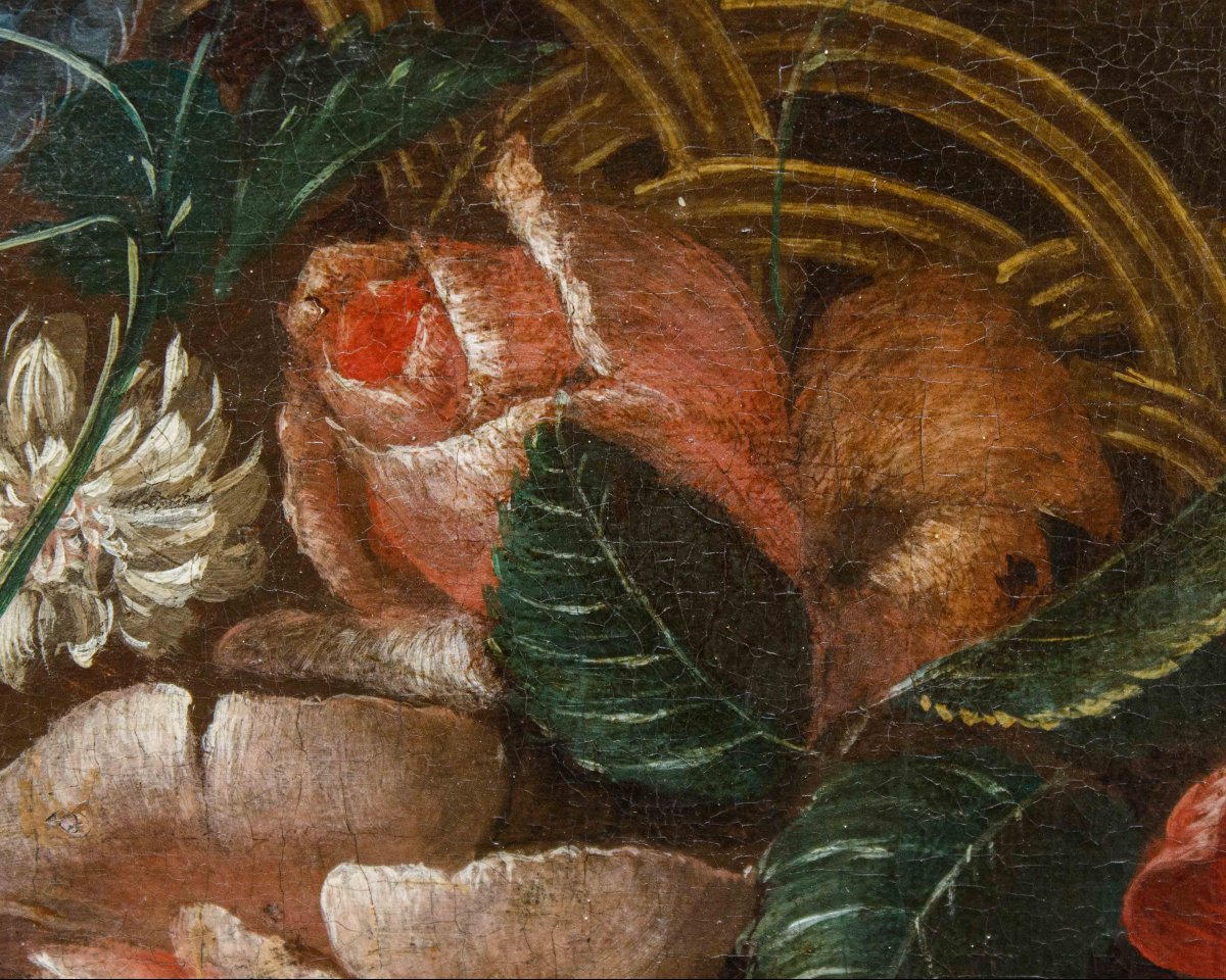 Scuola del XVIII secolo, Natura morta con cesto di fiori-photo-6