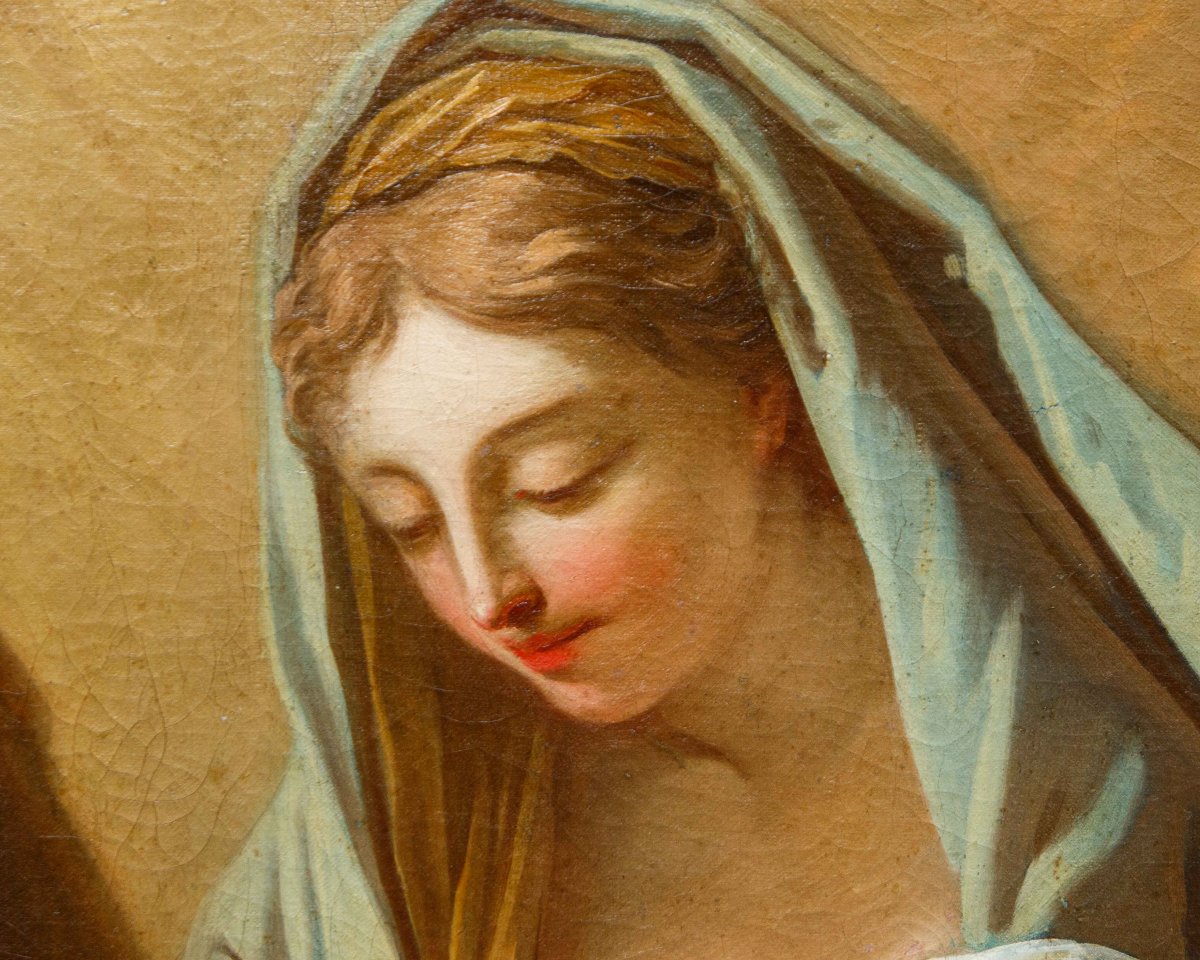 Pittore veneto della prima metà del XVIII secolo, Madonna del latte e San Giuseppe-photo-4