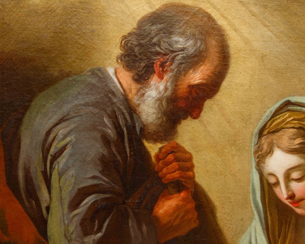 Pittore veneto della prima metà del XVIII secolo, Madonna del latte e San Giuseppe-photo-1
