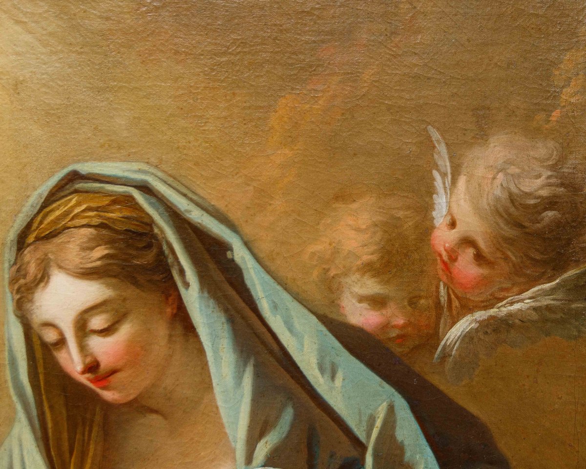 Pittore veneto della prima metà del XVIII secolo, Madonna del latte e San Giuseppe-photo-2
