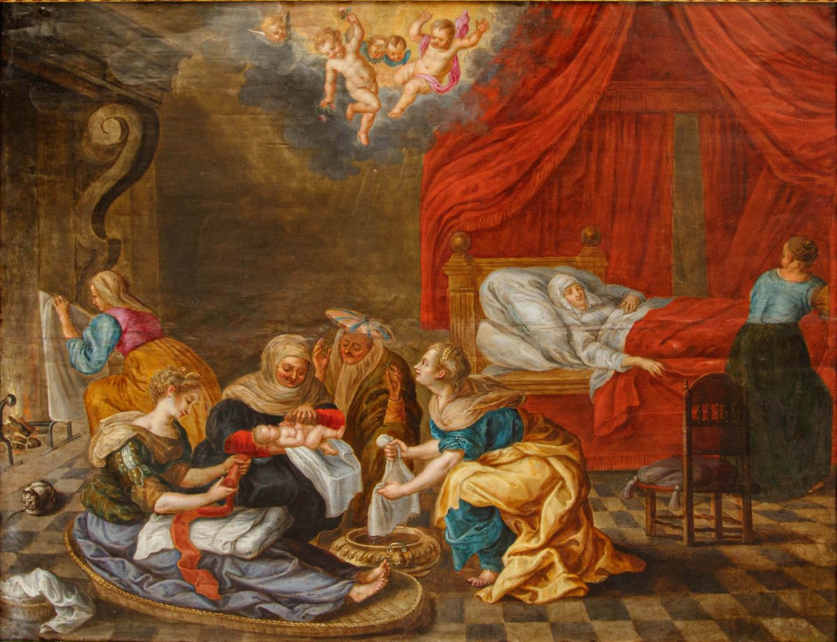 Bottega di Josè Leonardo (Saragozza, 1601 – 1653), Nascita della Vergine-photo-2