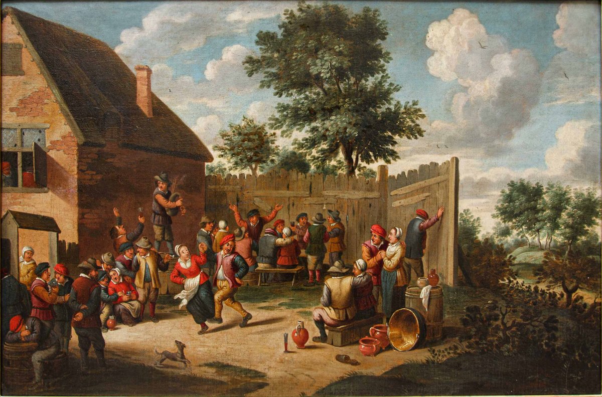 David Teniers il Giovane (Anversa, 1610 – Bruxelles, 1690), bottega di, Festa di villaggio-photo-2