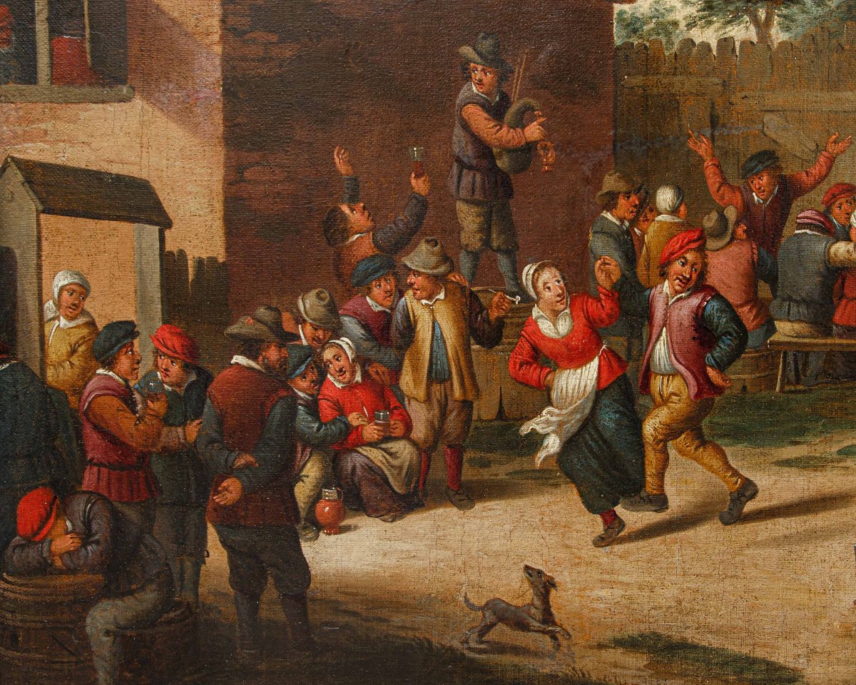David Teniers il Giovane (Anversa, 1610 – Bruxelles, 1690), bottega di, Festa di villaggio-photo-1