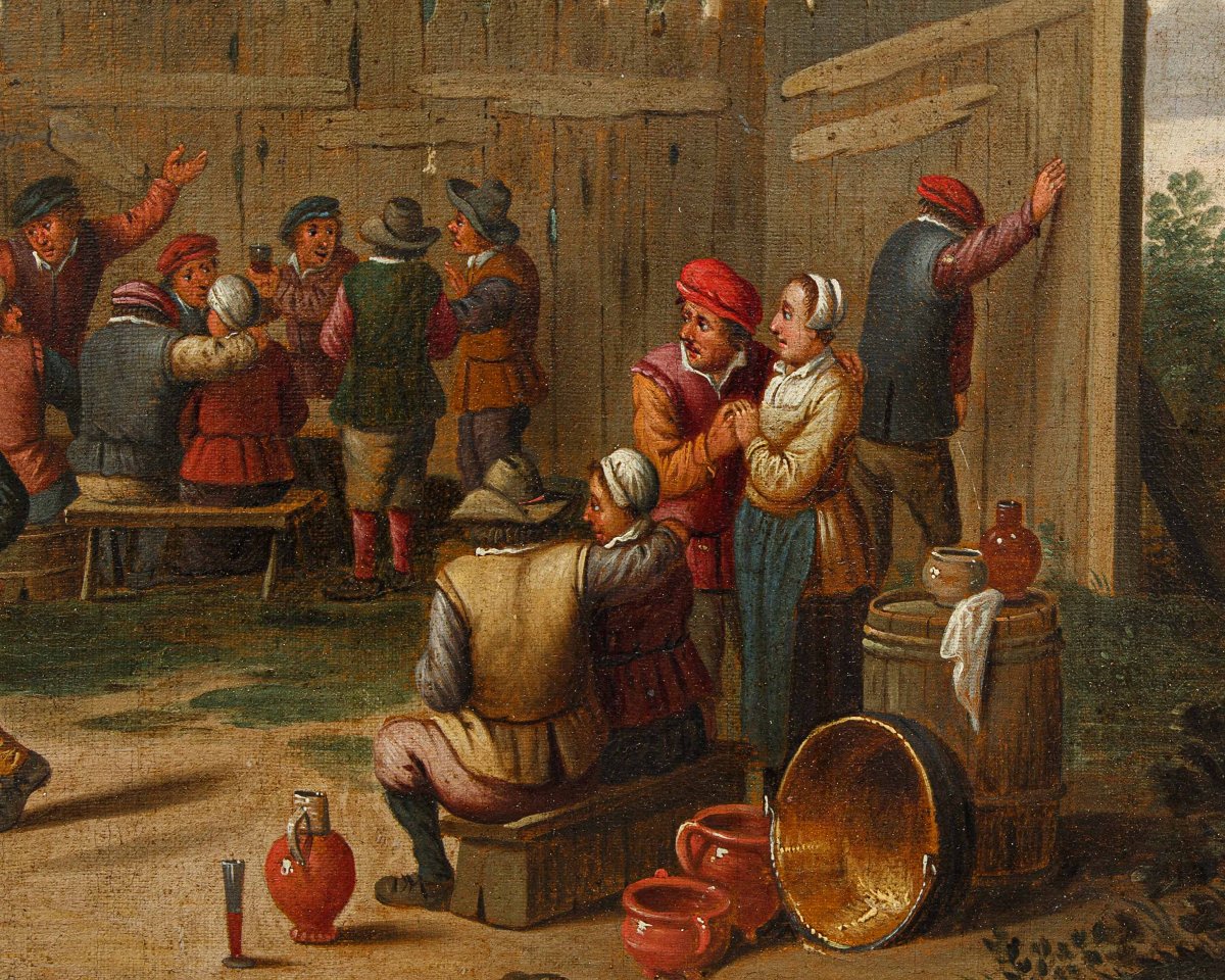 David Teniers il Giovane (Anversa, 1610 – Bruxelles, 1690), bottega di, Festa di villaggio-photo-3