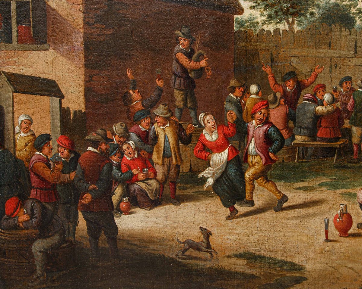 David Teniers il Giovane (Anversa, 1610 – Bruxelles, 1690), bottega di, Festa di villaggio-photo-4