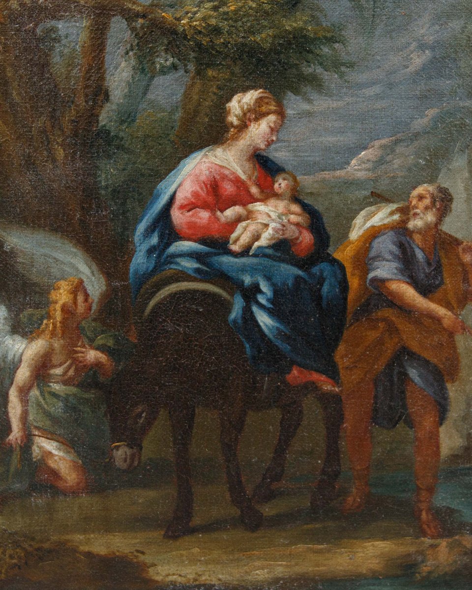 Scuola lombarda, secolo XVII, Fuga in Egitto-photo-2