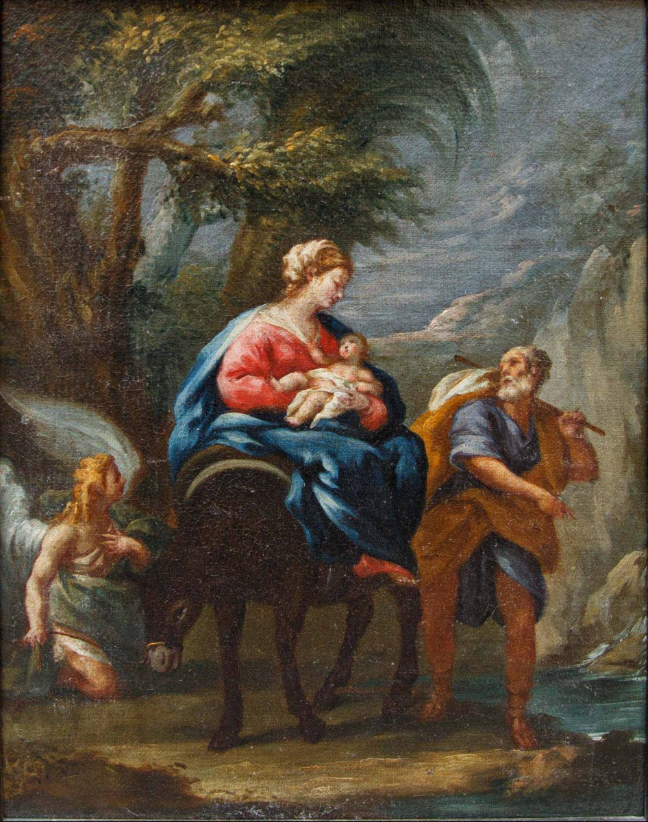 Scuola lombarda, secolo XVII, Fuga in Egitto-photo-2