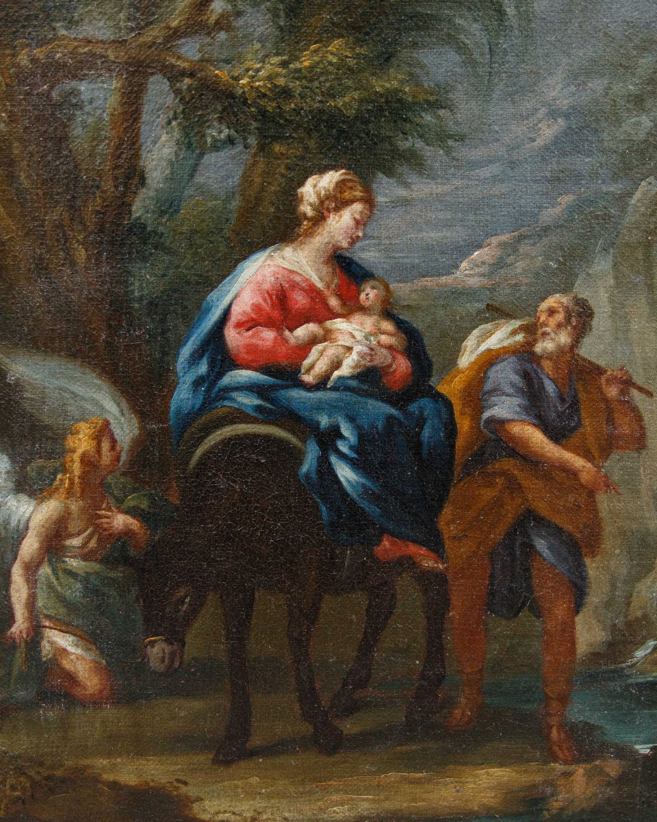 Scuola lombarda, secolo XVII, Fuga in Egitto-photo-4