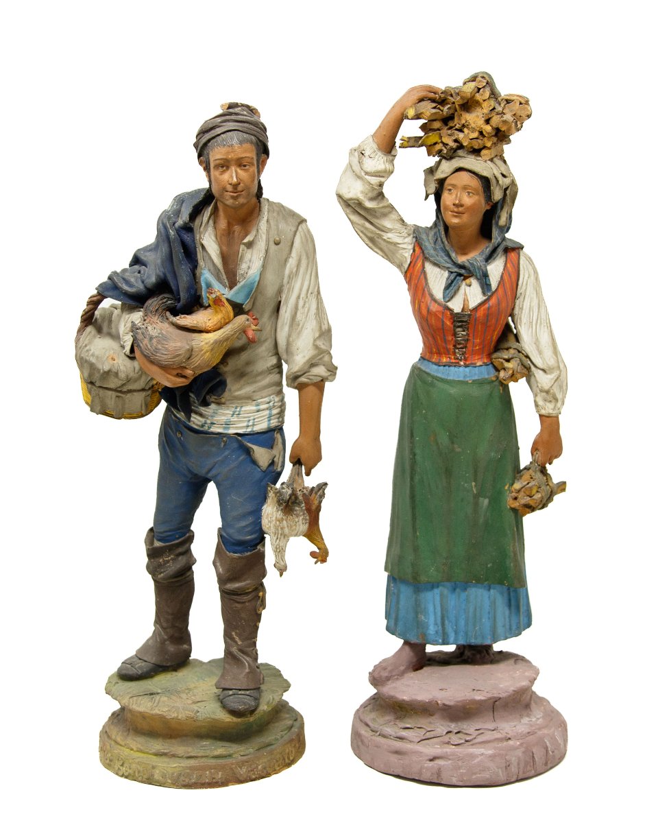 Caltagirone, fine del XVIII secolo, bottega Bongiovanni Vaccaro, Figure del presepe