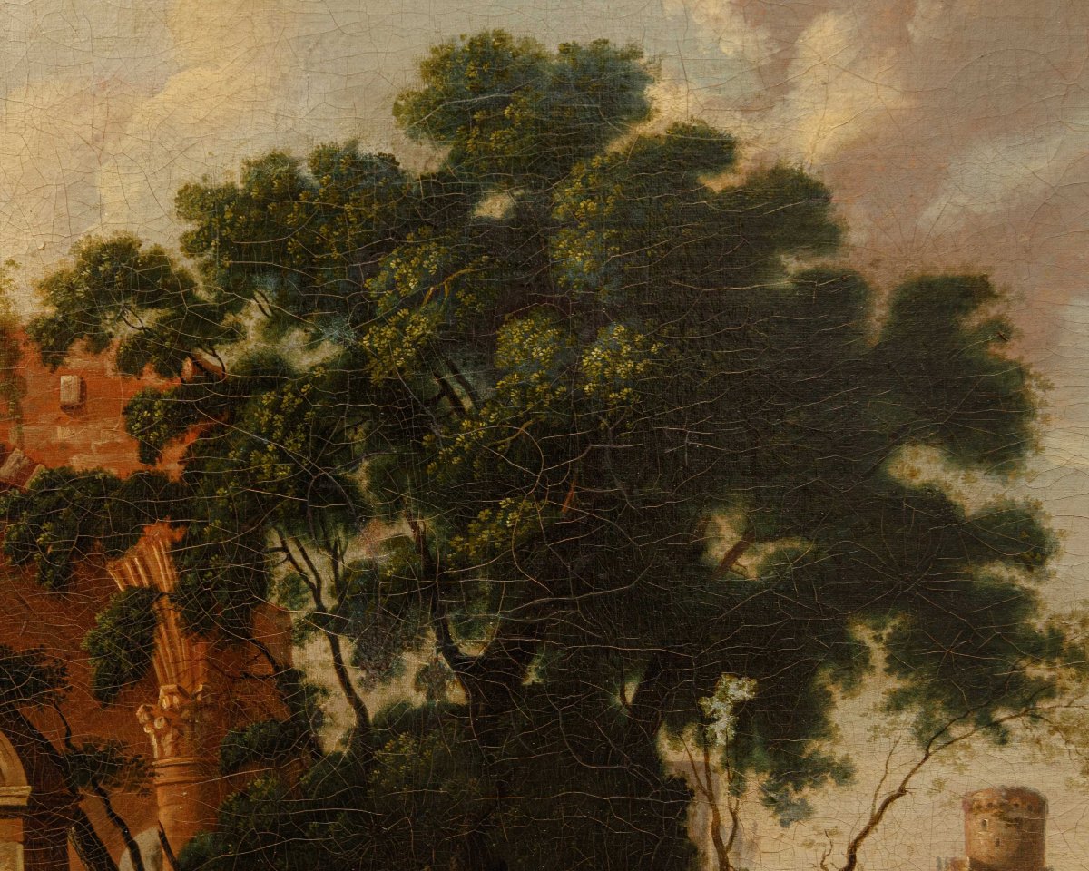 Giuseppe Bacigalupo (Tribogna (GE), 1744 – Genova, 1821), attr., Paesaggio con rovine-photo-1