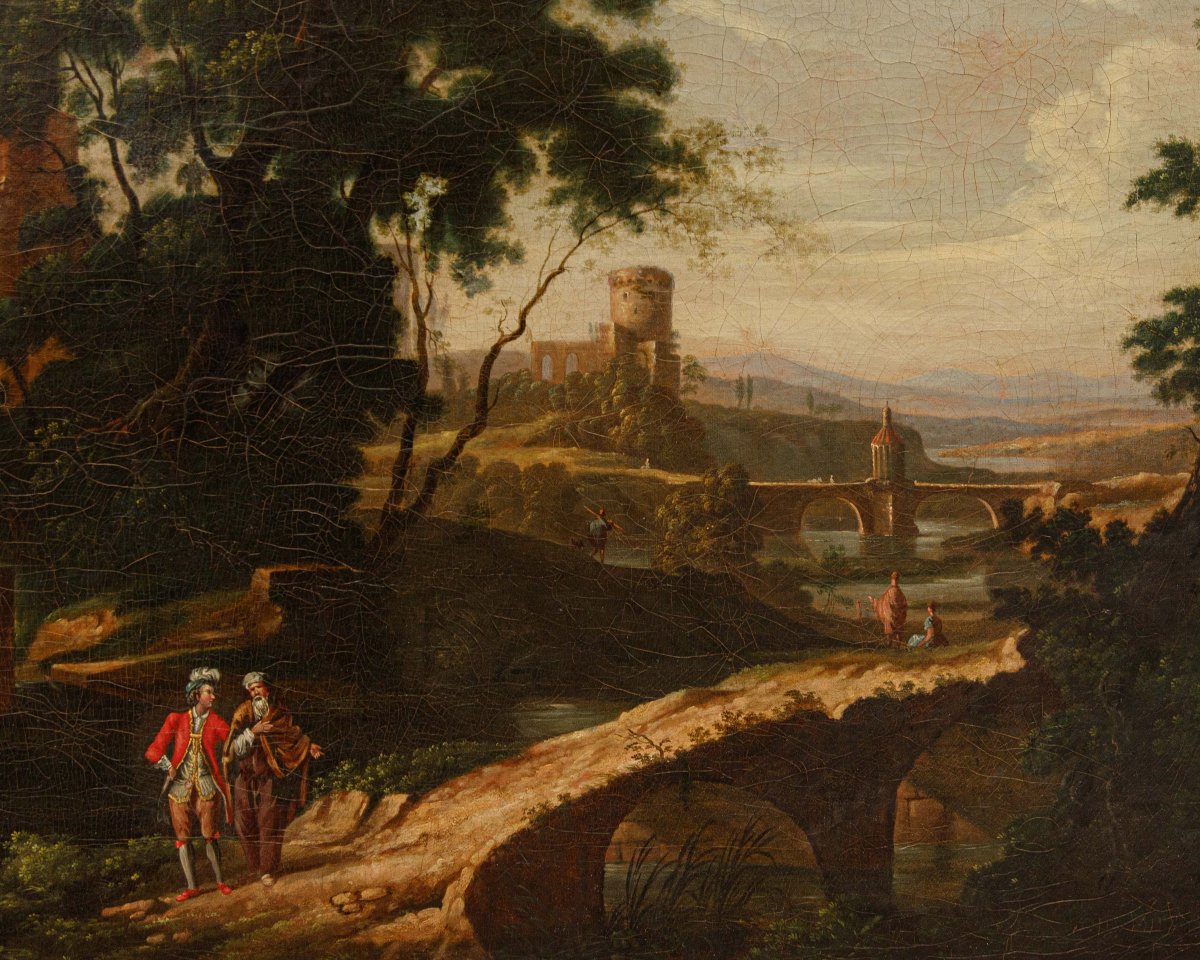Giuseppe Bacigalupo (Tribogna (GE), 1744 – Genova, 1821), attr., Paesaggio con rovine-photo-3