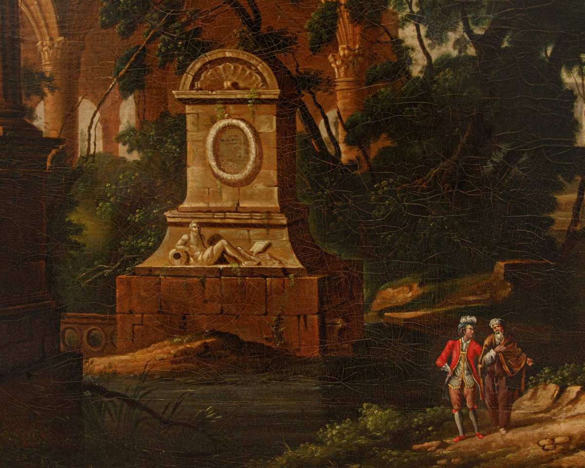 Giuseppe Bacigalupo (Tribogna (GE), 1744 – Genova, 1821), attr., Paesaggio con rovine-photo-5