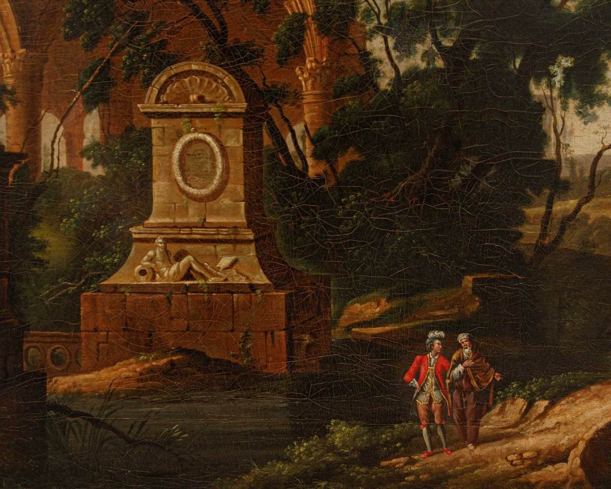 Giuseppe Bacigalupo (Tribogna (GE), 1744 – Genova, 1821), attr., Paesaggio con rovine-photo-7