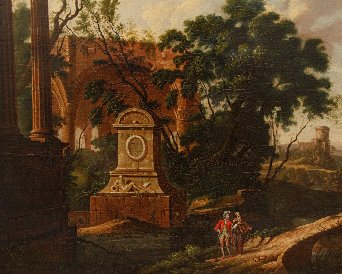 Giuseppe Bacigalupo (Tribogna (GE), 1744 – Genova, 1821), attr., Paesaggio con rovine-photo-8