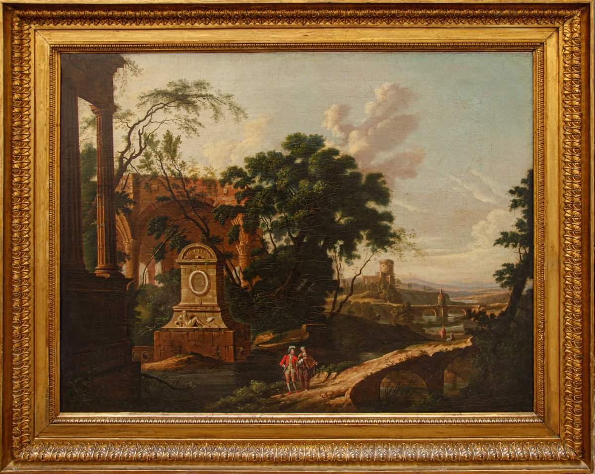 Giuseppe Bacigalupo (Tribogna (GE), 1744 – Genova, 1821), attr., Paesaggio con rovine