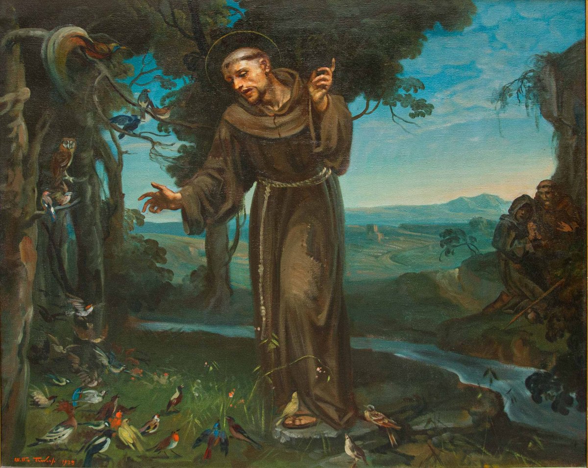 Mattia Traverso (Genova, 1885 – 1956), Predica di San Francesco agli uccelli-photo-2