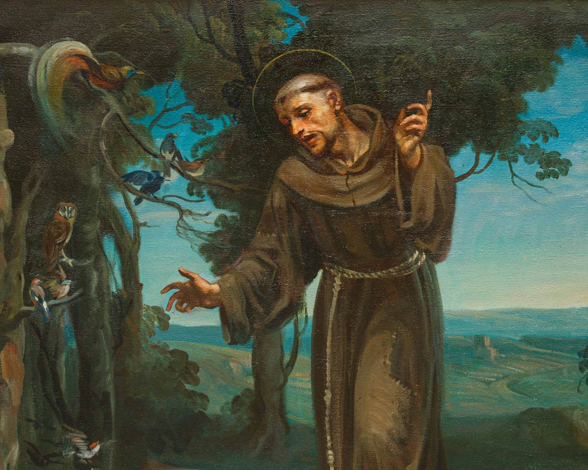 Mattia Traverso (Genova, 1885 – 1956), Predica di San Francesco agli uccelli-photo-4