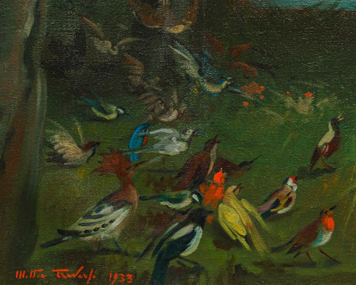Mattia Traverso (Genova, 1885 – 1956), Predica di San Francesco agli uccelli-photo-1