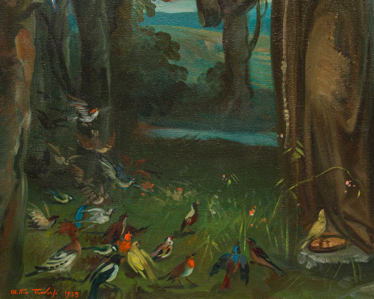 Mattia Traverso (Genova, 1885 – 1956), Predica di San Francesco agli uccelli-photo-2
