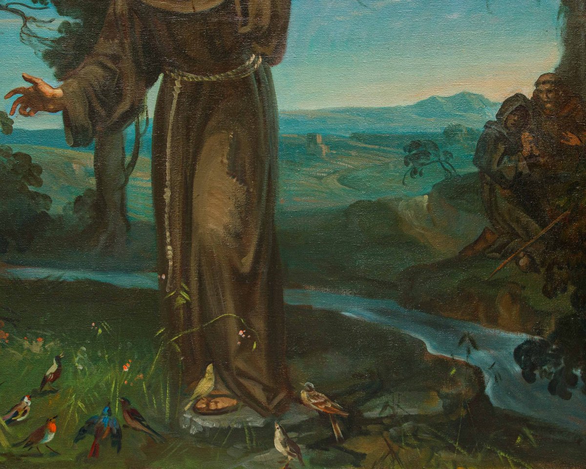 Mattia Traverso (Genova, 1885 – 1956), Predica di San Francesco agli uccelli-photo-3