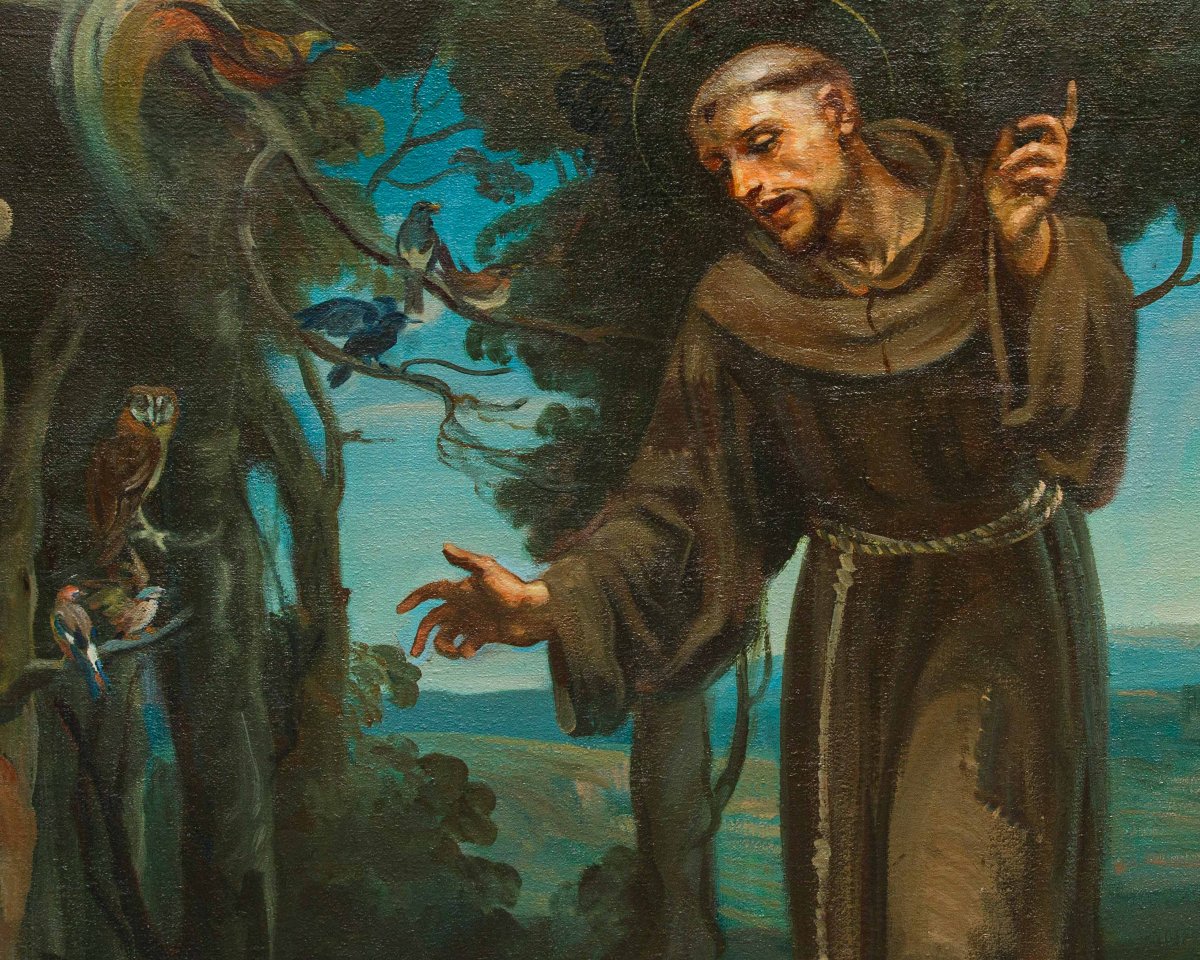Mattia Traverso (Genova, 1885 – 1956), Predica di San Francesco agli uccelli-photo-6