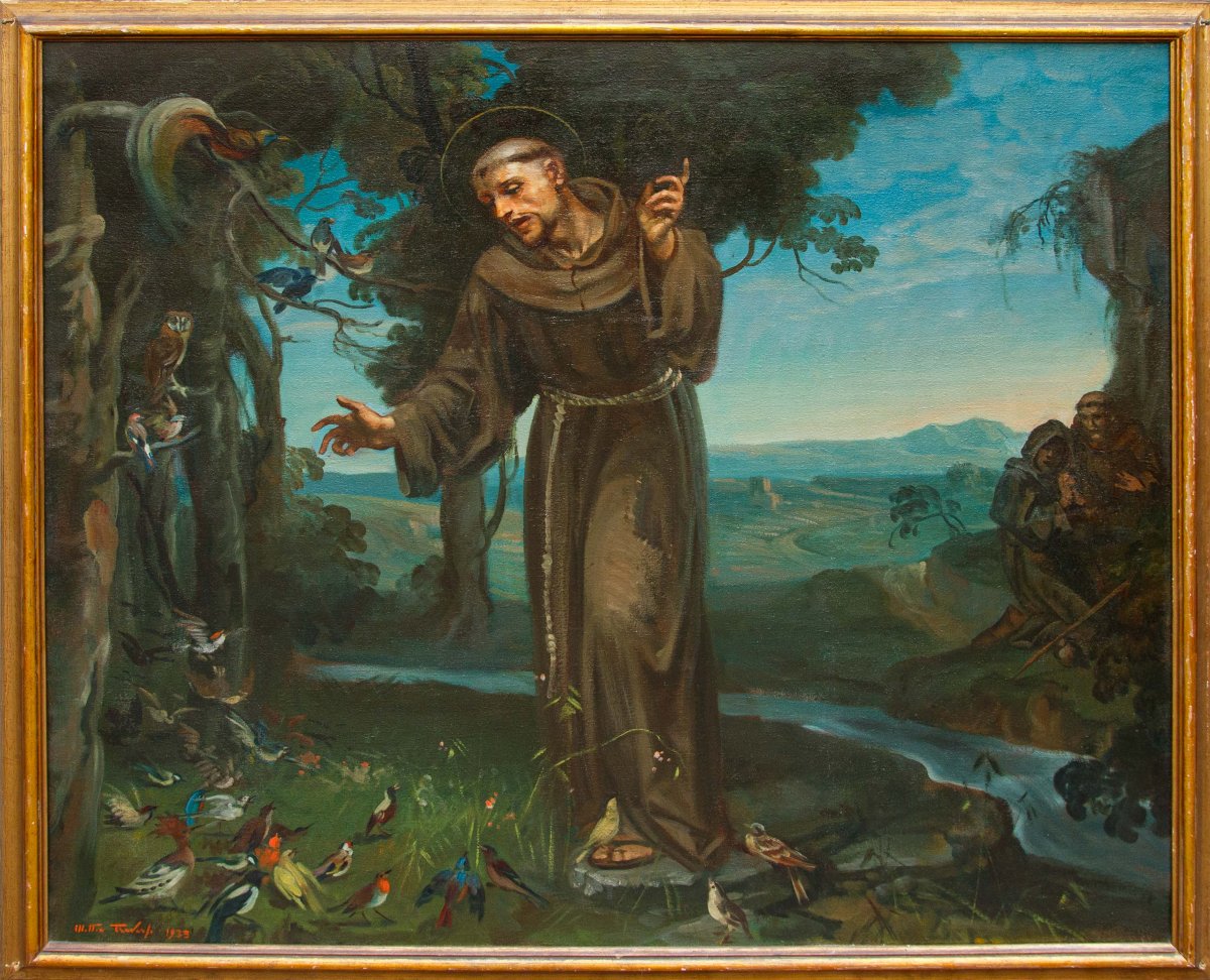 Mattia Traverso (Genova, 1885 – 1956), Predica di San Francesco agli uccelli