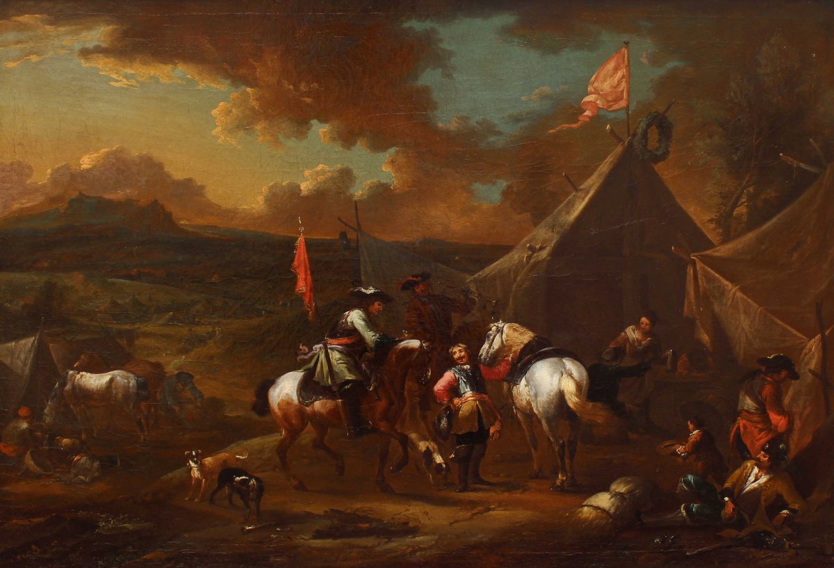 Augustus Querfurt (1696 - 1761), Accampamento con cavalieri-photo-3