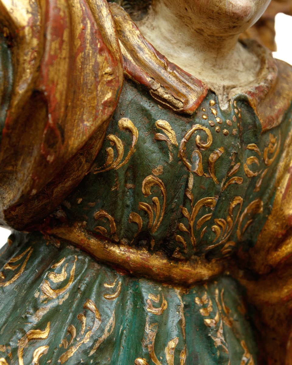 Scuola portoghese, fine del XVII secolo, Coppia di figure angeliche-photo-6