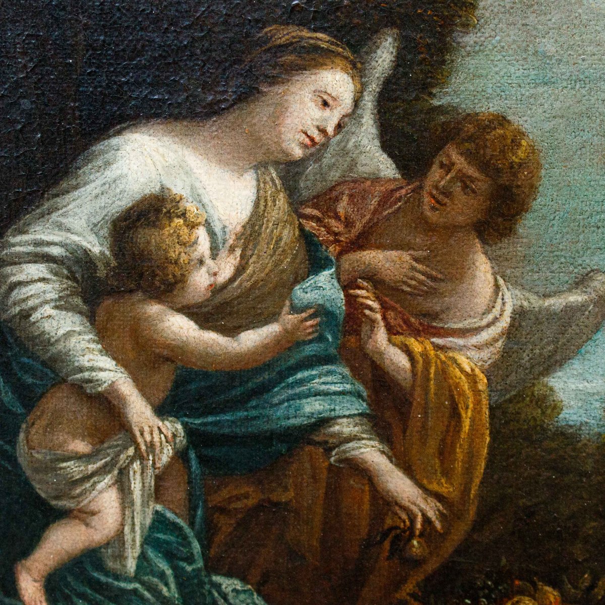Scuola Romana, XVII secolo, Vergine con Bambino e angelo-photo-3