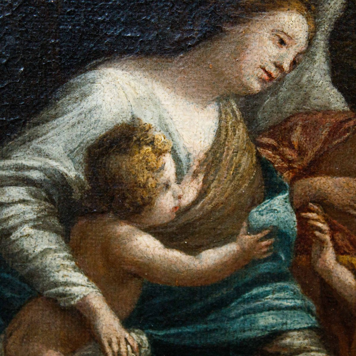 Scuola Romana, XVII secolo, Vergine con Bambino e angelo-photo-4