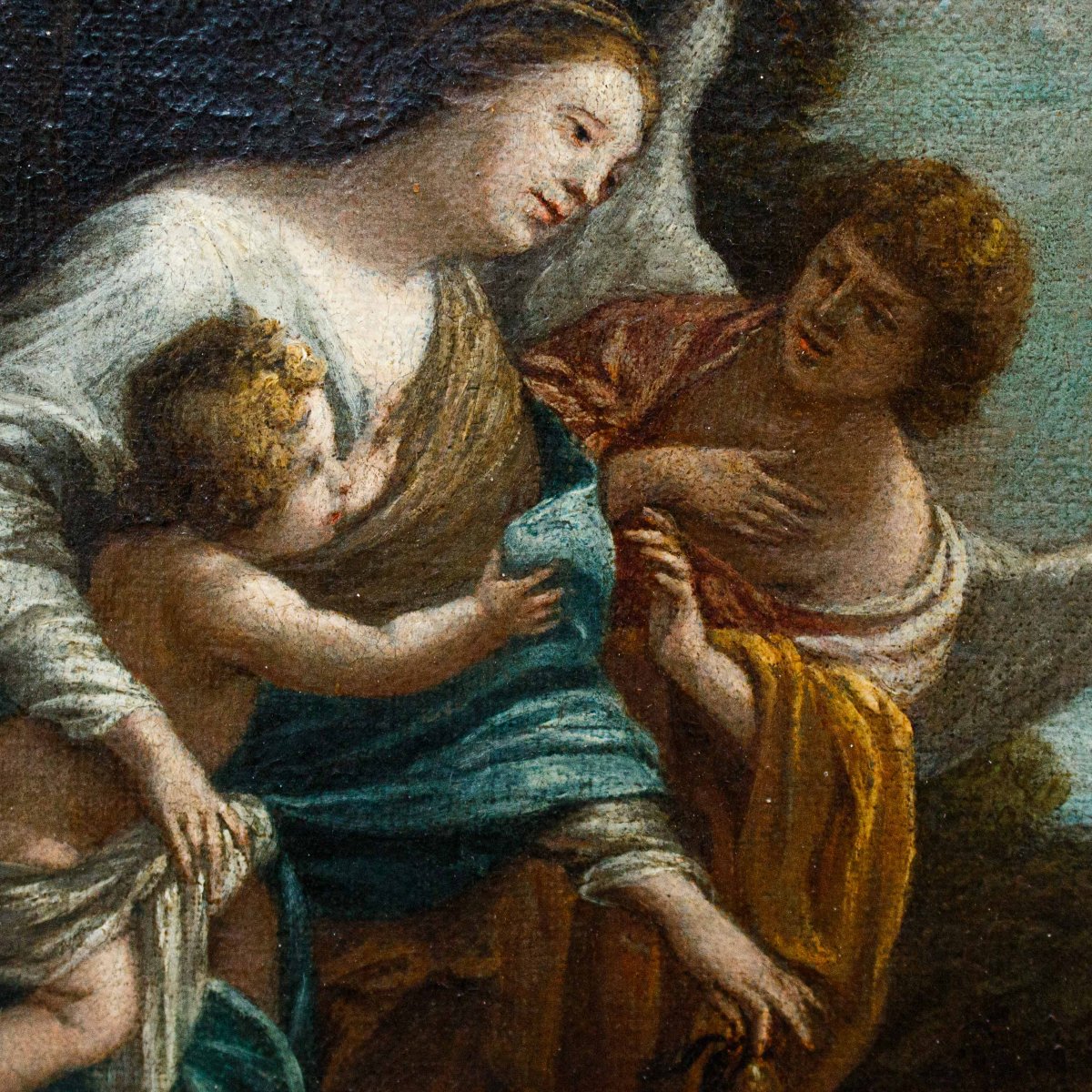 Scuola Romana, XVII secolo, Vergine con Bambino e angelo-photo-5