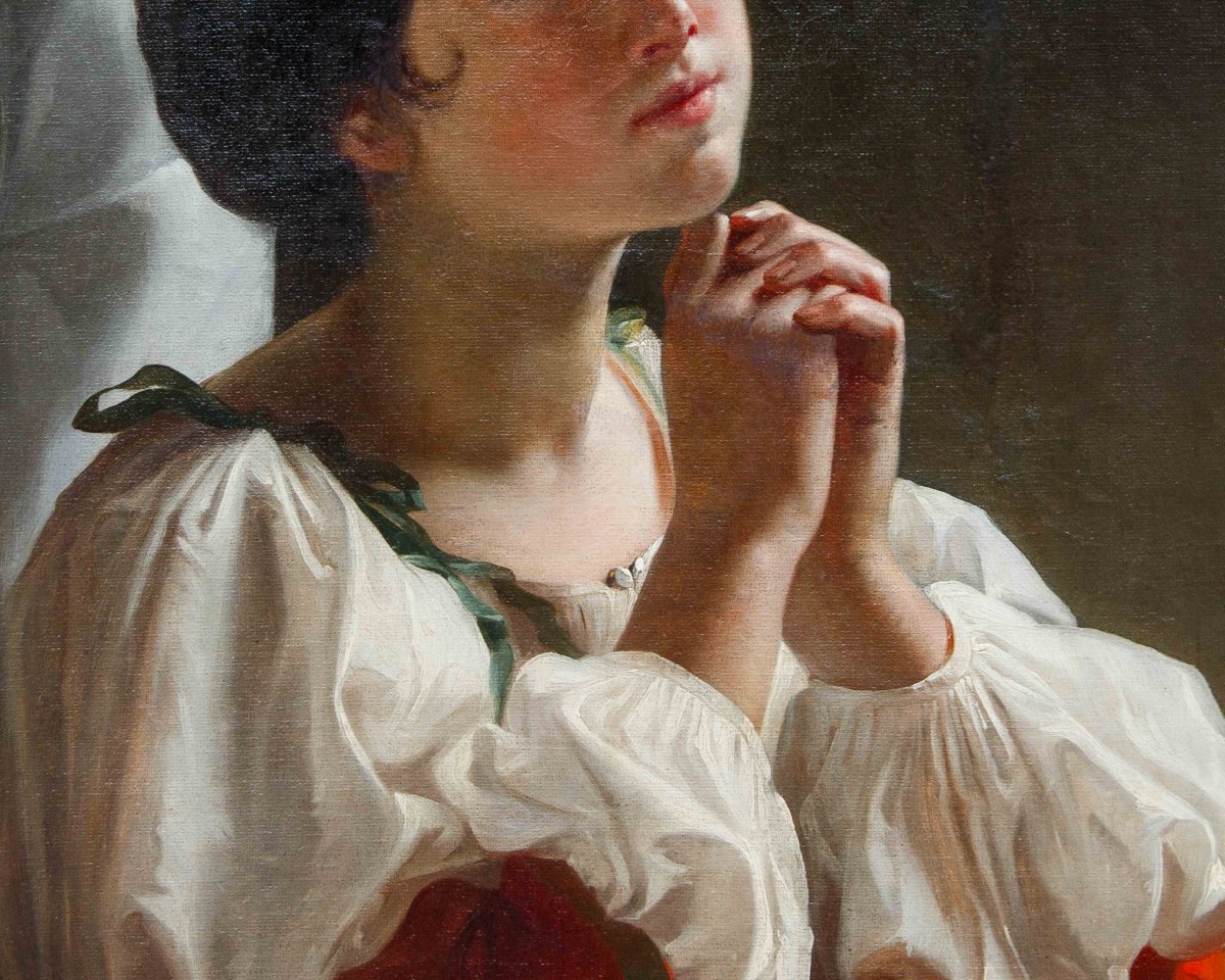 Eliseo Sala (Milano, 1813 - Rancate Di Triuggio, 1879), Preghiera-photo-3