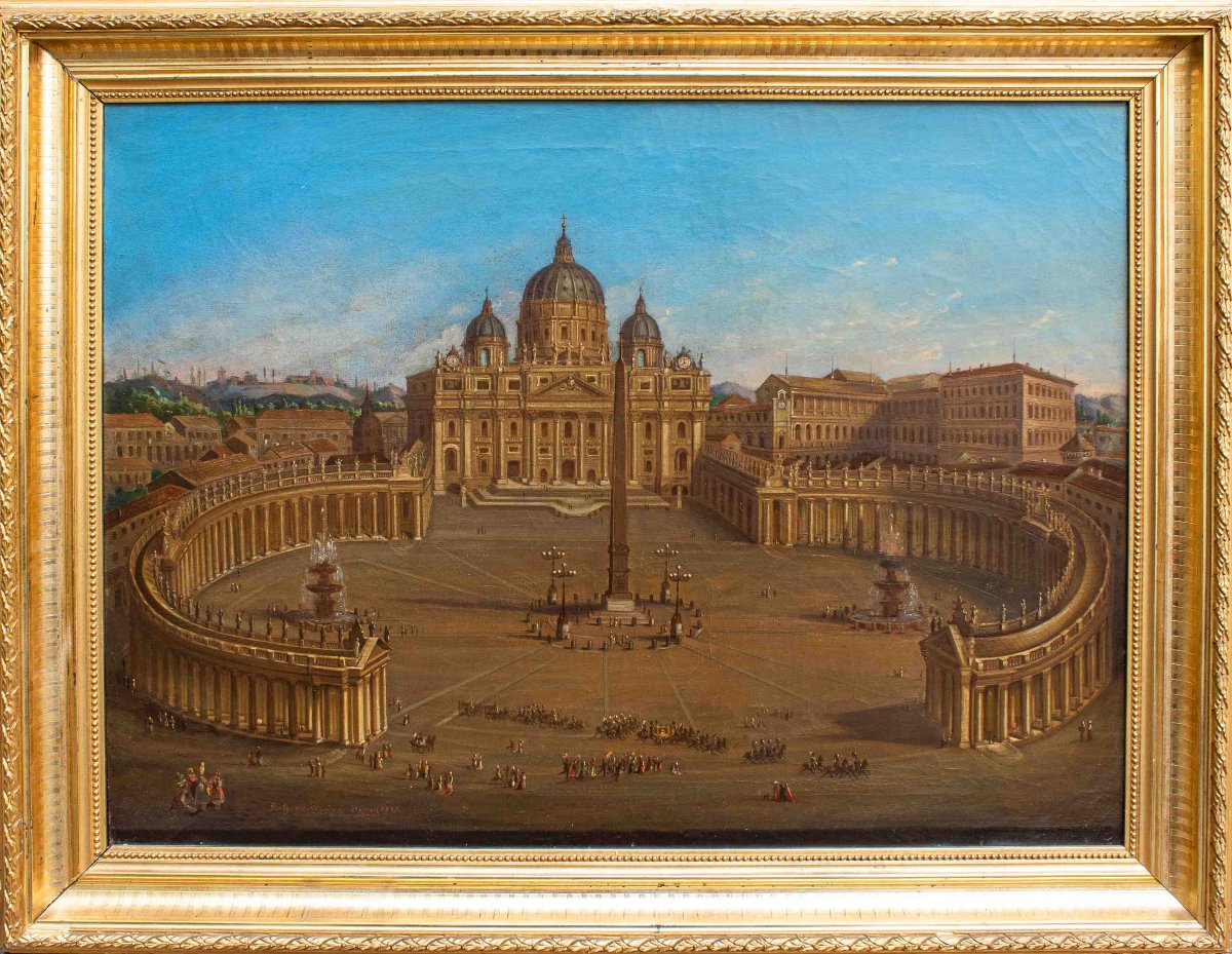Joseph Bolzern (Kriens 1828, –Roma, 1901), Basilica di San Pietro e colonnato antistante