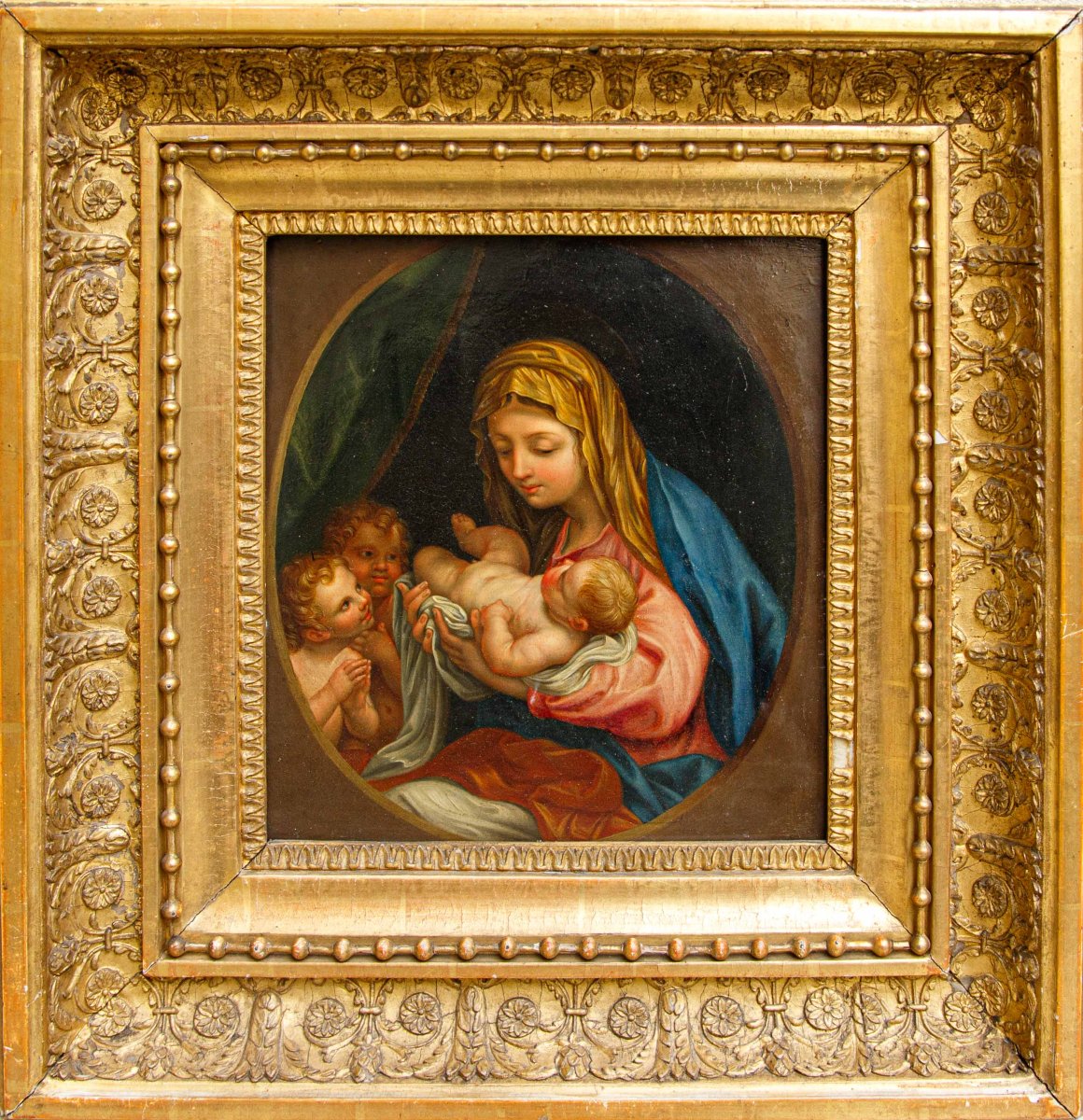 XVIII secolo, Vergine col Bambino e due putti - Madonna della seggiola-photo-3