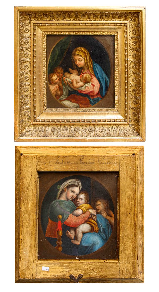 XVIII secolo, Vergine col Bambino e due putti - Madonna della seggiola