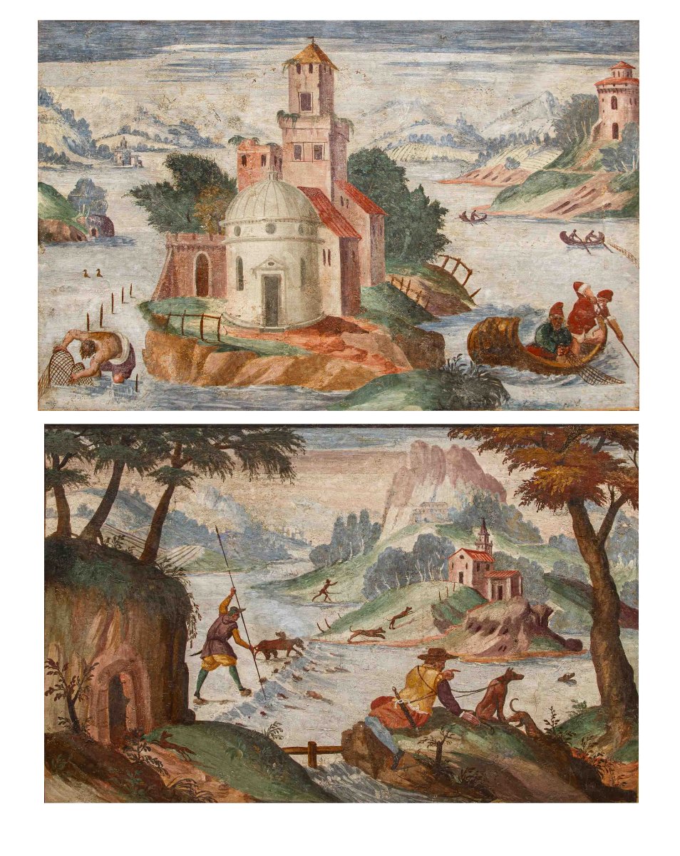 Pietro Baschenis (Bergamo, 1590-1600 –  1630), Coppia di paesaggi fantastici-photo-2