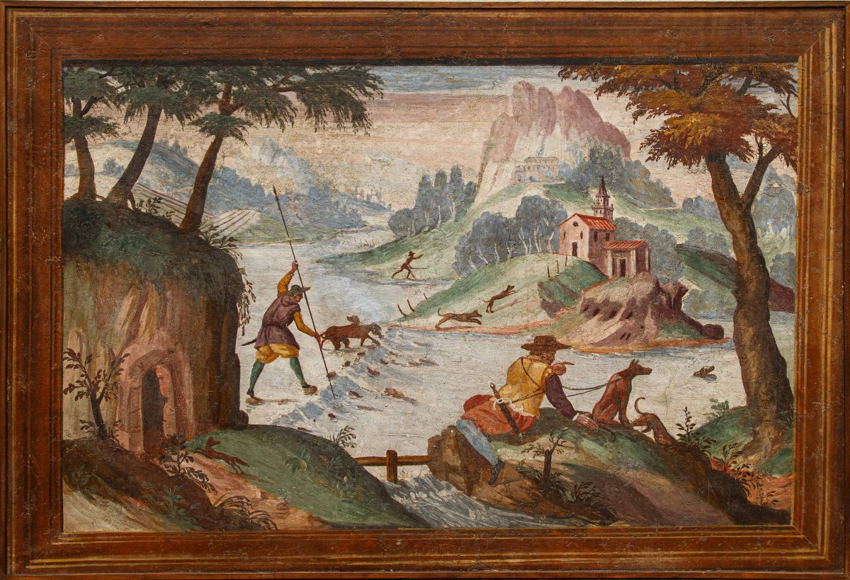 Pietro Baschenis (Bergamo, 1590-1600 –  1630), Coppia di paesaggi fantastici-photo-3