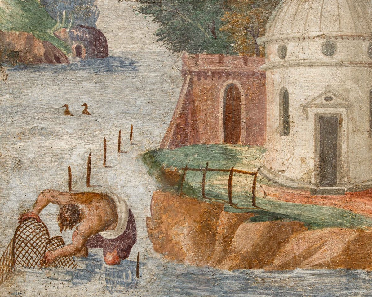 Pietro Baschenis (Bergamo, 1590-1600 –  1630), Coppia di paesaggi fantastici-photo-6