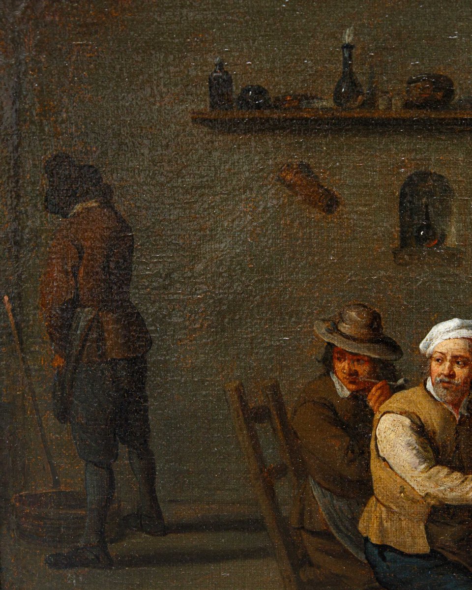 Seguace di David Teniers (Anversa, 1610 – Bruxelles, 1690), Locanda con fumatori-photo-3