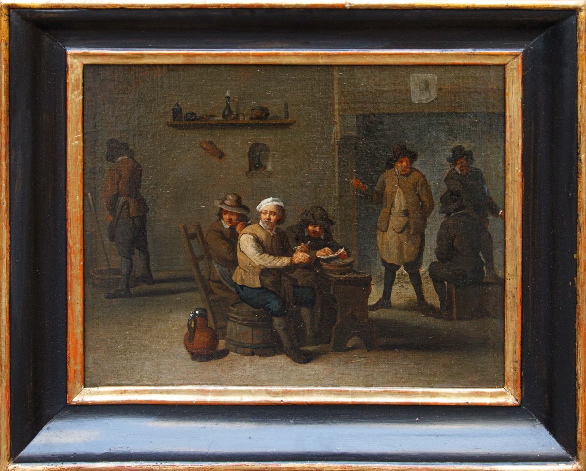 Seguace di David Teniers (Anversa, 1610 – Bruxelles, 1690), Locanda con fumatori