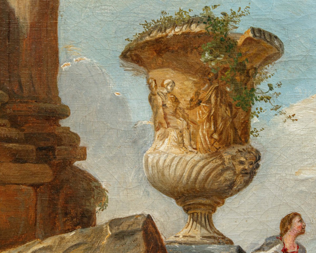 Fine del XVIII secolo, da Giovanni Paolo Panini, Capriccio di Rovine con la Piramide Cestia-photo-4