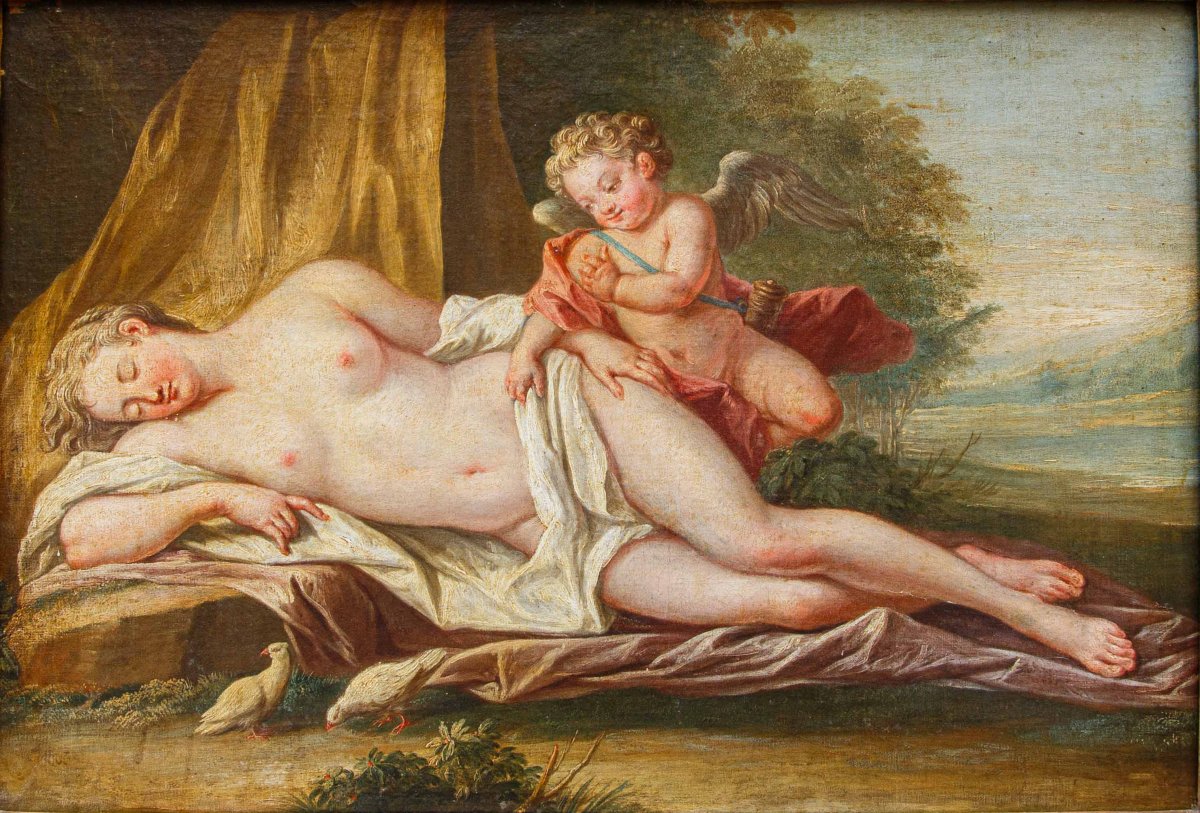 Scuola francese, XVIII secolo, Venere e Cupido-photo-2