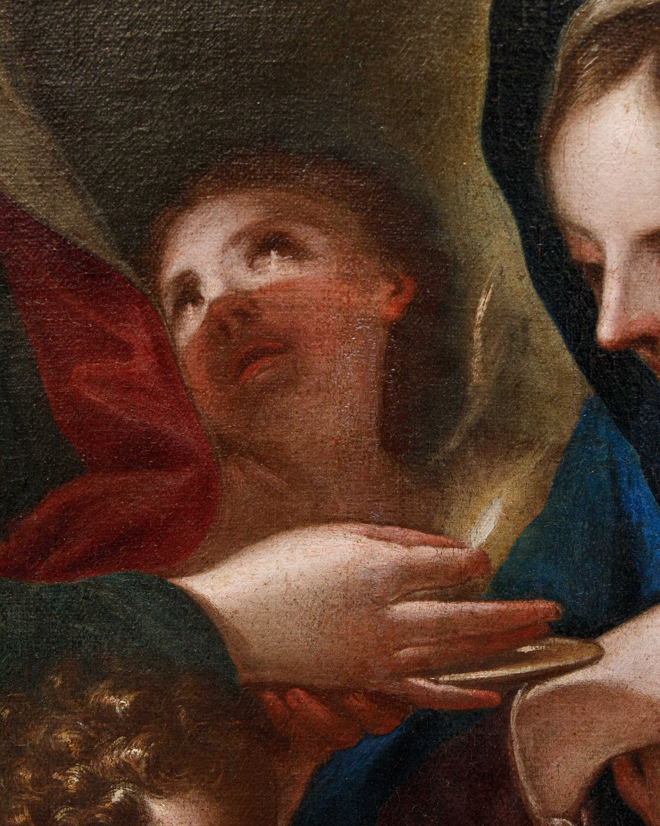 Scuola emiliana della metà del XVII secolo, La Vergine riceve l’Eucarestia da San Giovanni-photo-4