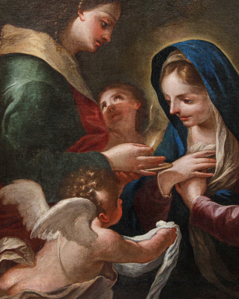 Scuola emiliana della metà del XVII secolo, La Vergine riceve l’Eucarestia da San Giovanni-photo-4