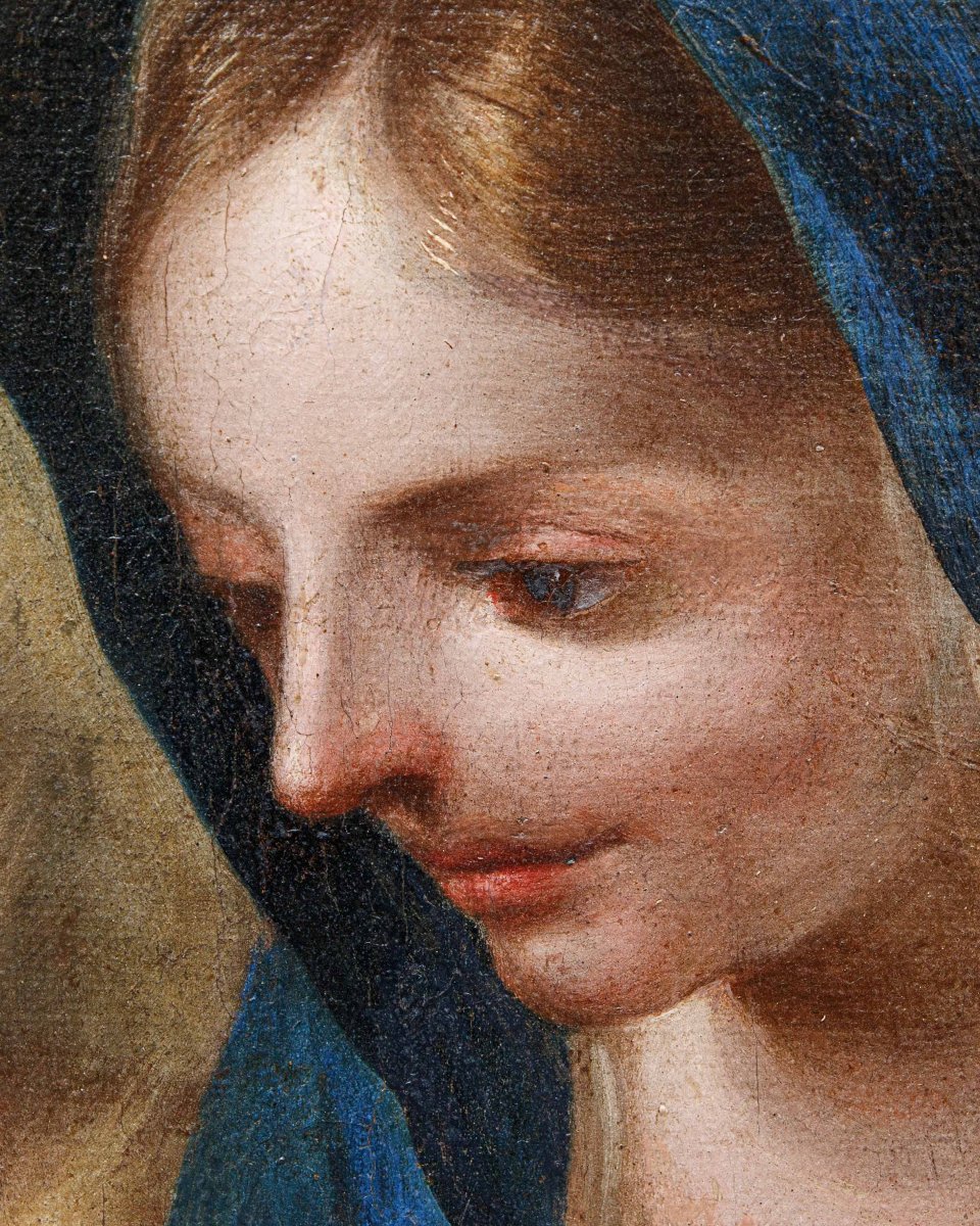 Scuola emiliana della metà del XVII secolo, La Vergine riceve l’Eucarestia da San Giovanni-photo-5