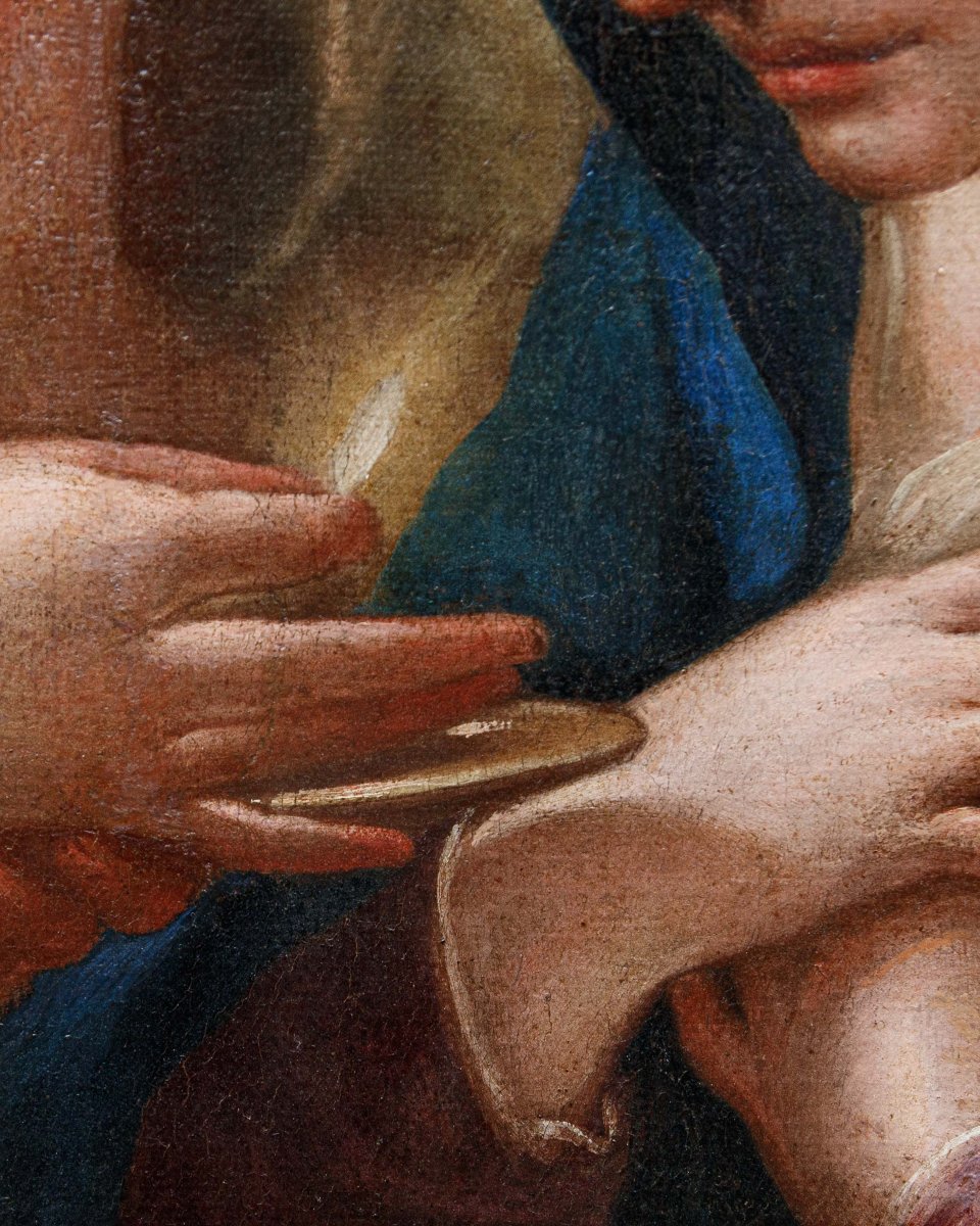 Scuola emiliana della metà del XVII secolo, La Vergine riceve l’Eucarestia da San Giovanni-photo-6