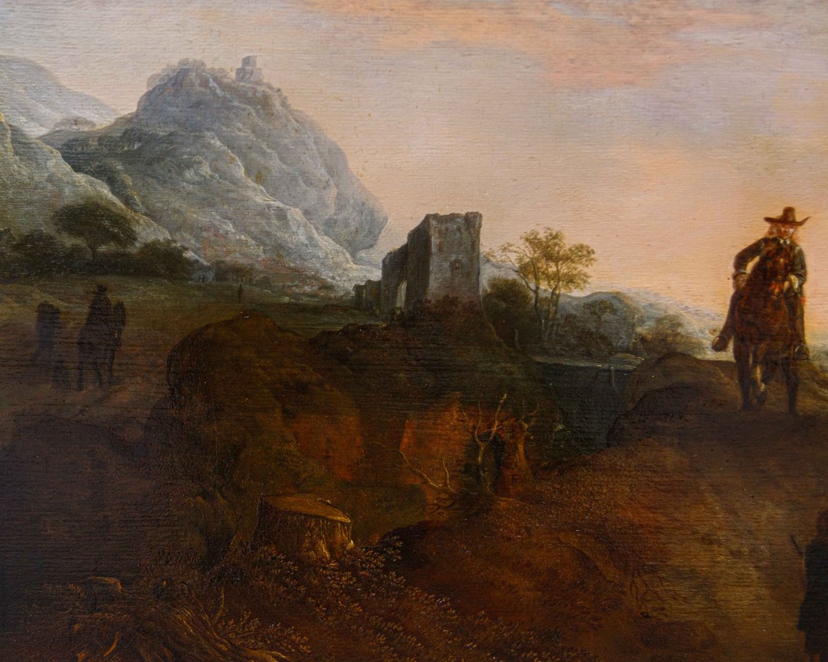 Seguace di Dirk Stoop (Dordrecht, 1610 – Utrecht, 1686), Sentiero con viandanti-photo-1