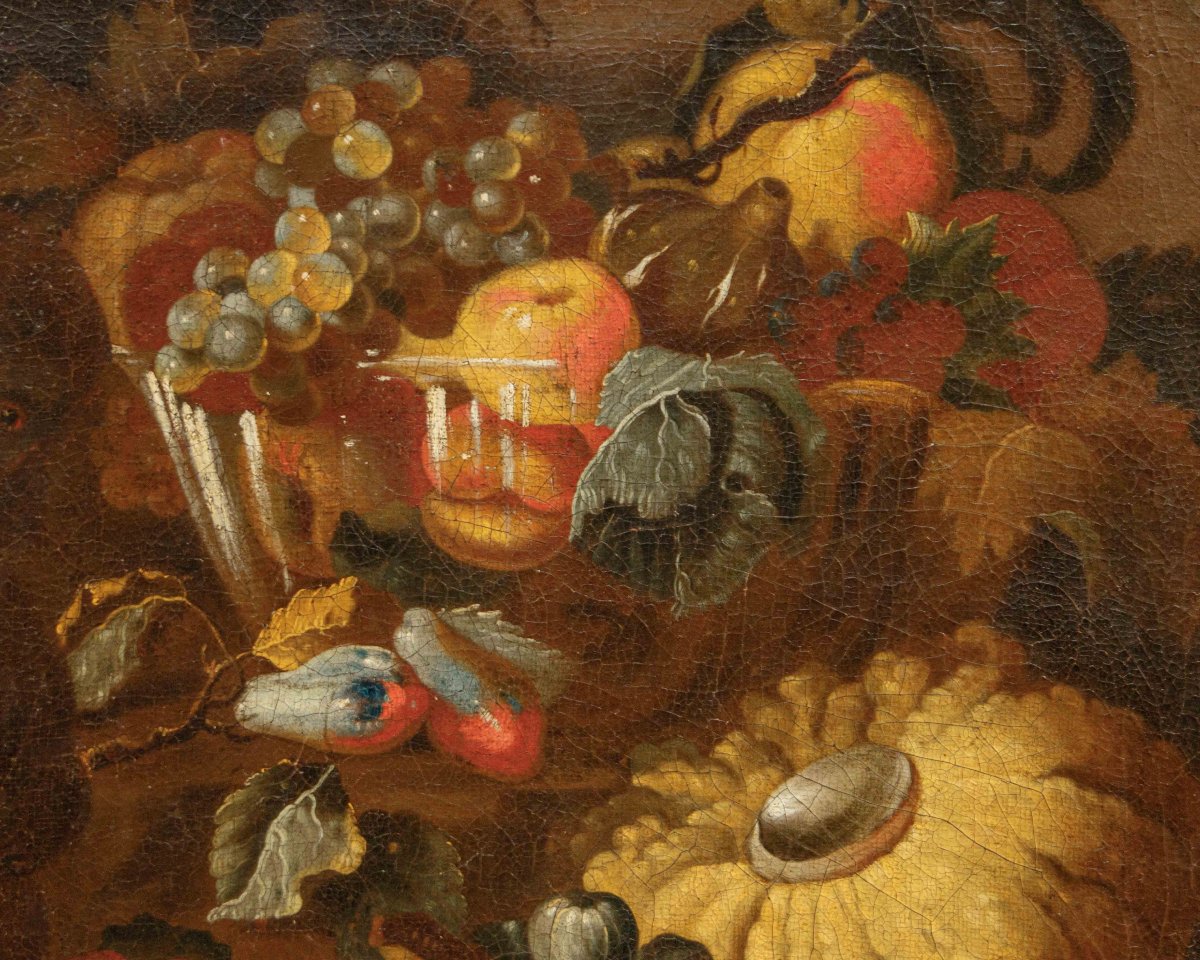 Bottega degli Spadino, Natura morta con frutta, zucca e scimmia-photo-4