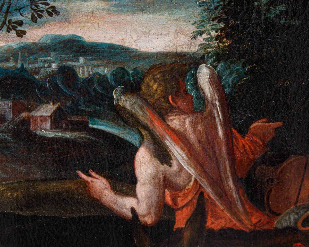 Scuola Veneta, seconda metà XVI secolo, Tobia e Sara condotti a Ninive dall’Arcangelo Azaria-photo-6