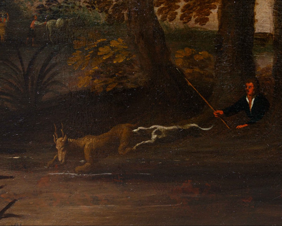 Seguace di Jacques van der Wijen (Amsterdam 1586 – 1638), Caccia al cervo-photo-8